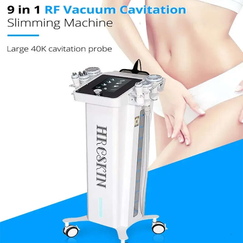 Vertical 9 In 1 Rf Cavitation Radiofrequency Slimming Beauty Device Vacuum Rf Body Contouring Loss Weight Cellulite Reduction Skin Rejuvenation Machin