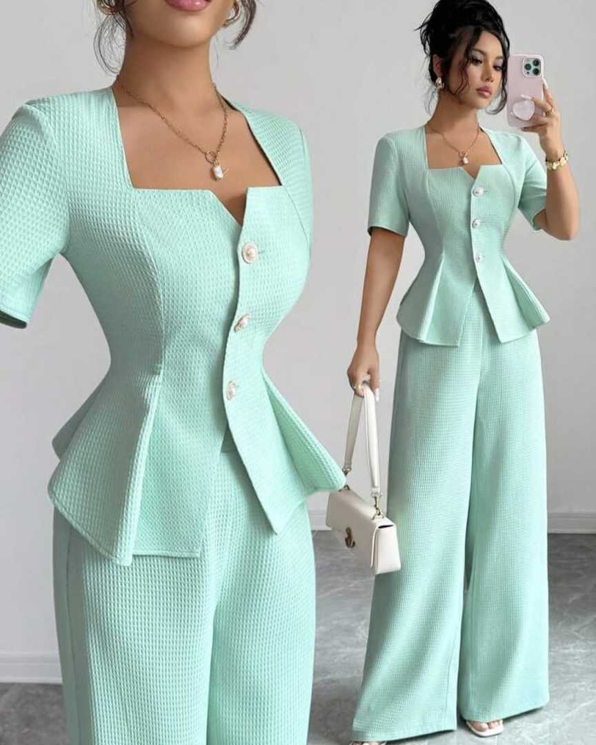 Slim Fit Mint Green Women Pants Suits Customized Summer Short Sleeve Ladies Prom Evening Guest Wear Birthday Party Outfits 2 Pieces