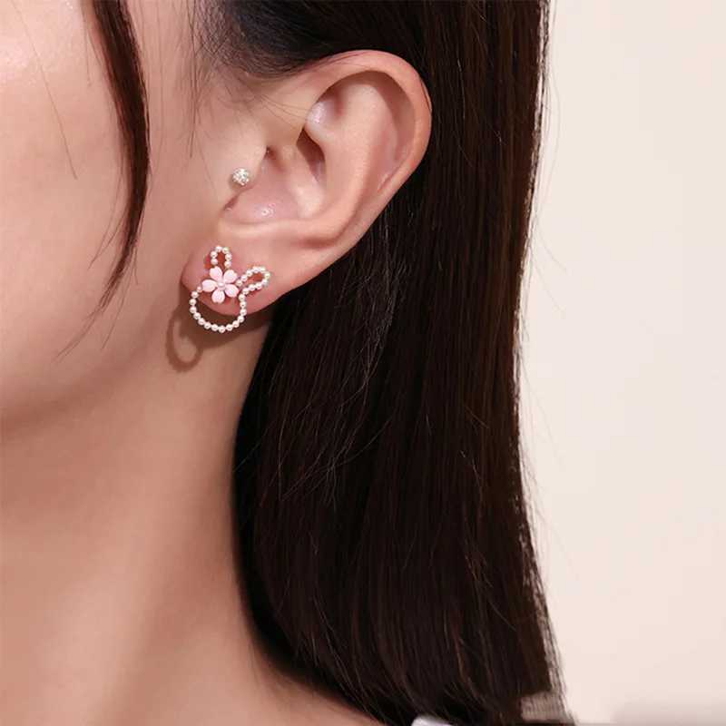 Women Earrings Sweet Rabbit Flower Stud Earrings Girl Zircon Pearl Small Ear Studs Cartoon Lovely Ear Jewelry Girl Gift XJ250718