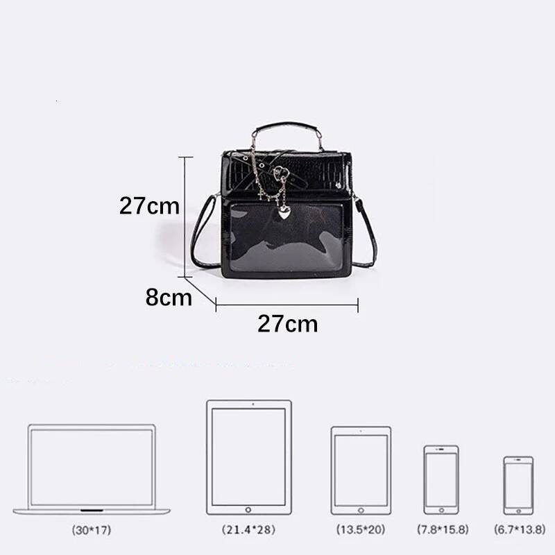 Gothic Style Girls Lolita Minimalist Backpacks Satchels,Students School Love Pendant Transparent HandBags Itabags high-quality