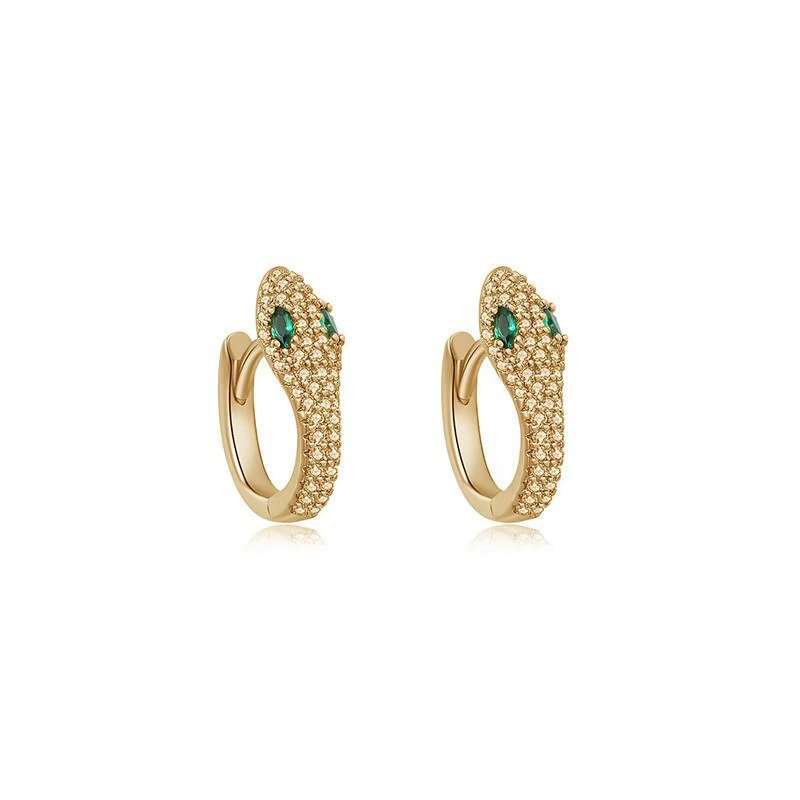 New Creative Personality High-end Design Copper Inlaid Zircon Snake Series Earrings Exquisite Light Temperament Simple Women