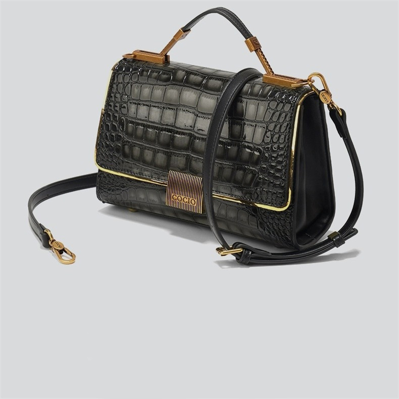 Lanjia COCIO Designer Shoulder Bags Crocodile Pattern Handbag Womens High End Vintage Genuine Leather Fashion Single Crossbody Bag D A