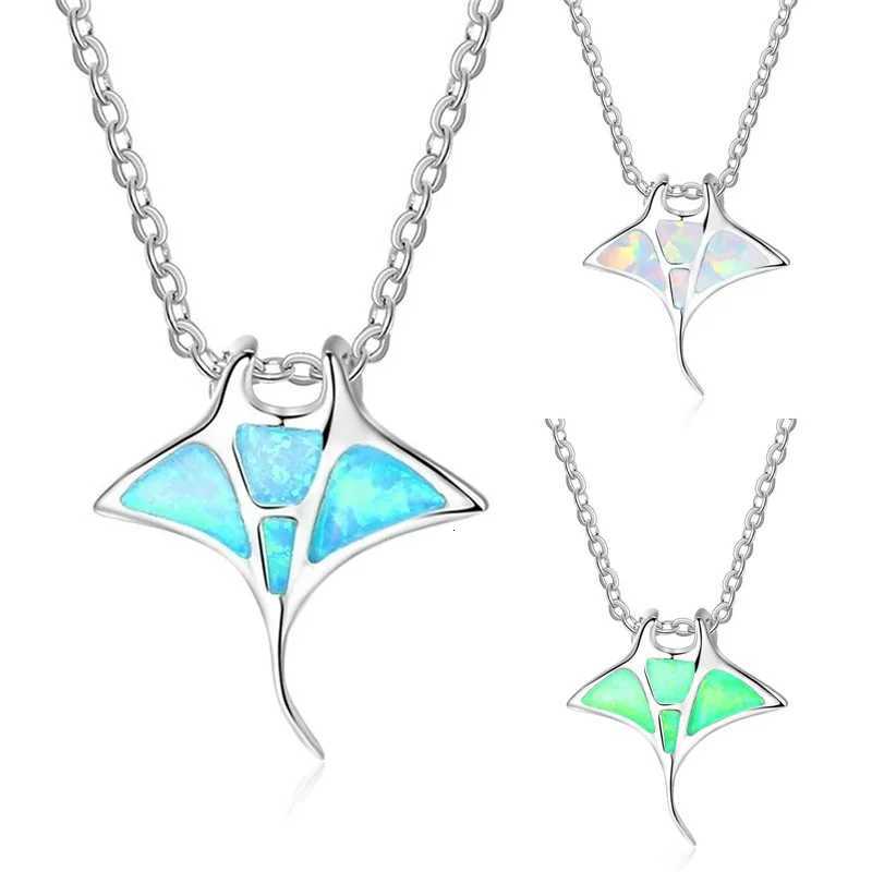 Manta Ray Fish Pendant Necklace Chains Marine Organism Sea Fish Crystal Stone Choker Necklaces Wen Jewelry Accessories W250718
