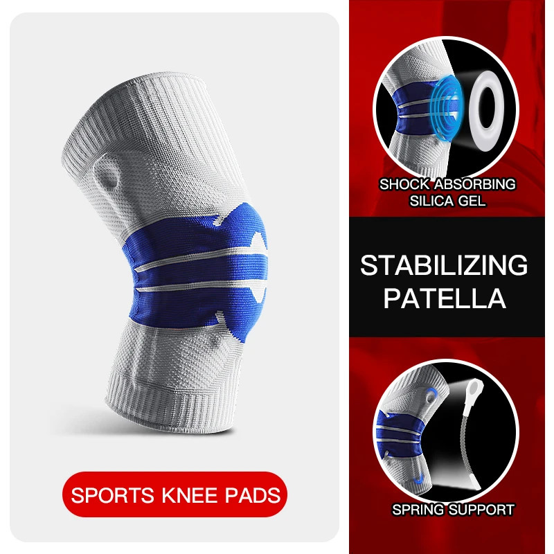 Outdoor sports summer pressurized silicone spring breathable knee pads hiking running basketball cycling knitted 250708