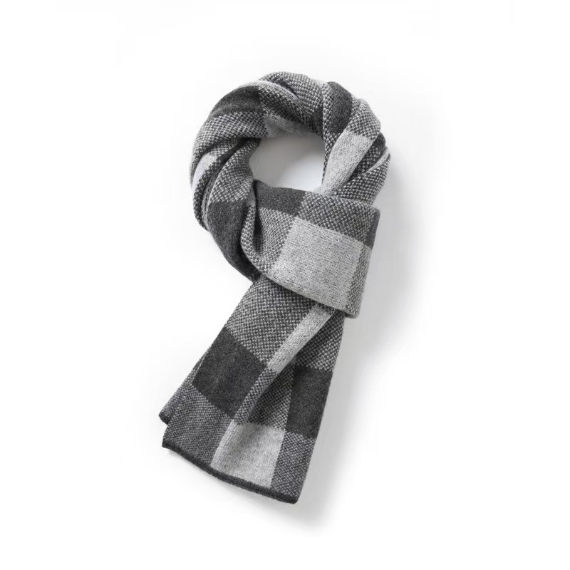 K1402 Long scarf winter high-end gift jacquard plaid business warm knitted neck wool scarf men