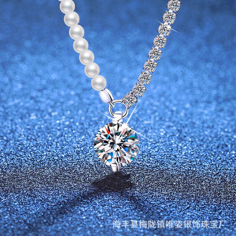 Necklace s Sterling Sier Korean Version Light Niche Claw Shijia Pearl Moissanite Clavicle Chain 9d5
