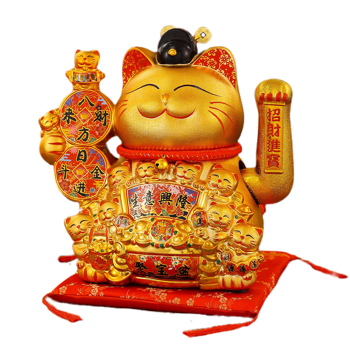 Lifelike Ceramic Cat Sculpture - Artisan Crafted with Realistic Movements and Elegant Gold Plated Details