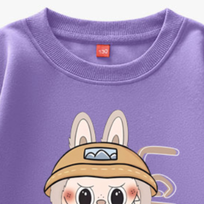 LABUBU pure cotton children's round neck long sleeve top soft and comfortable spring and autumn pattern printed design non-toxic fabric children&
