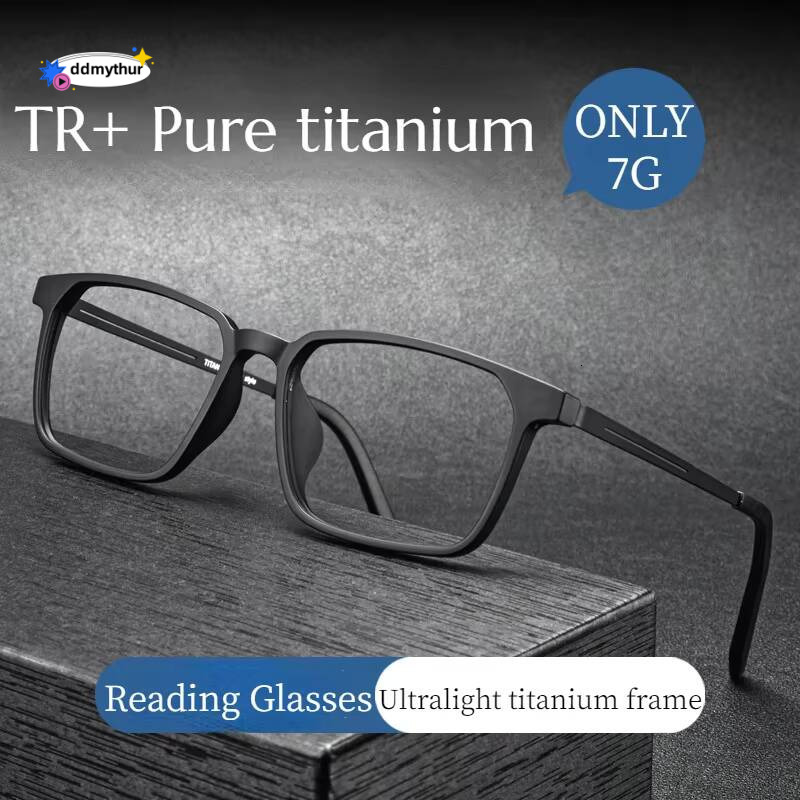 High Quality Pure Titanium Reading Glasses for Men Anti Blue Light Presbyopia Eyewear with Diopter+1.0 To +4.0 ddmythur