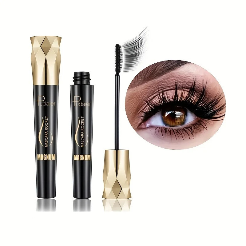 1pc Pudaier Fiber Lash Mascara - Waterproof Smudge-Proof Long-Lasting Black Extensions Natural Look No Flaking or Clumping 250717