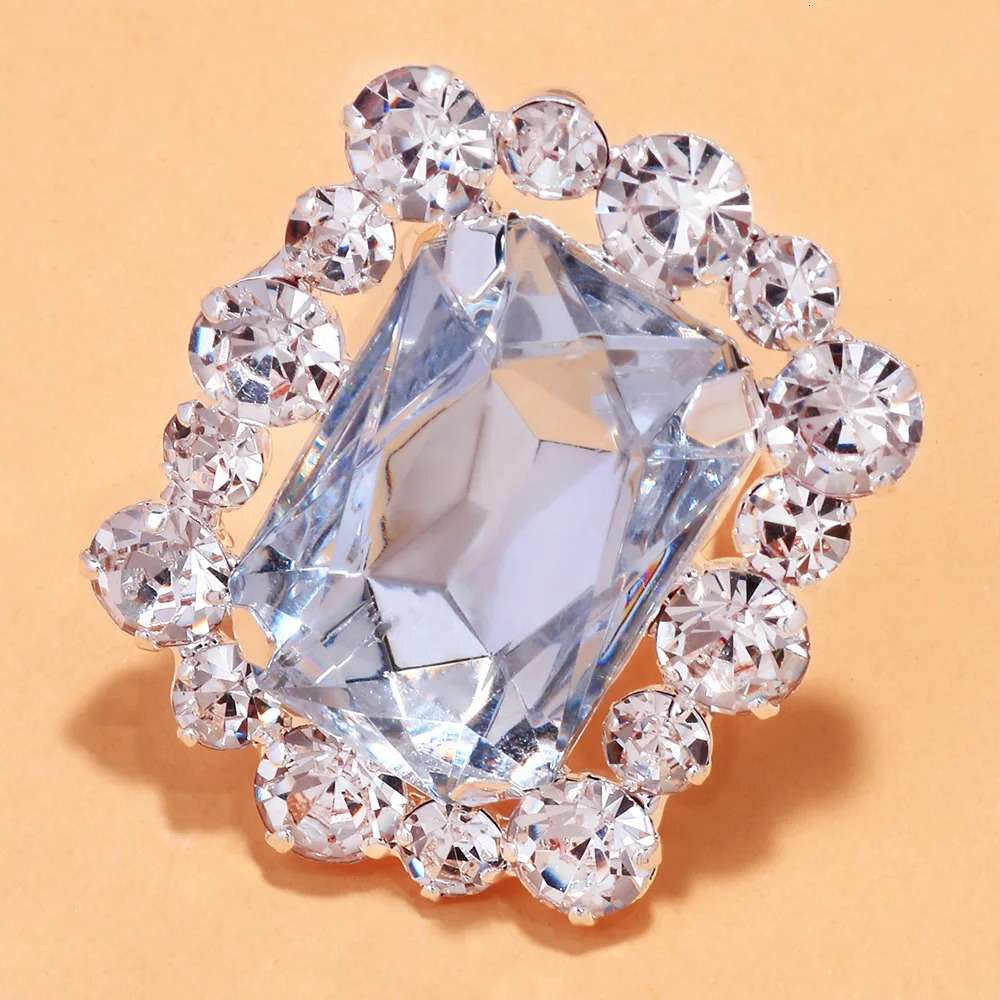 2025 Exaggerate Oversize Transparent Square Crystal Ring for Women Fashion Party Rhinestone Cocktail Ring Open Hand Jewelry 250715