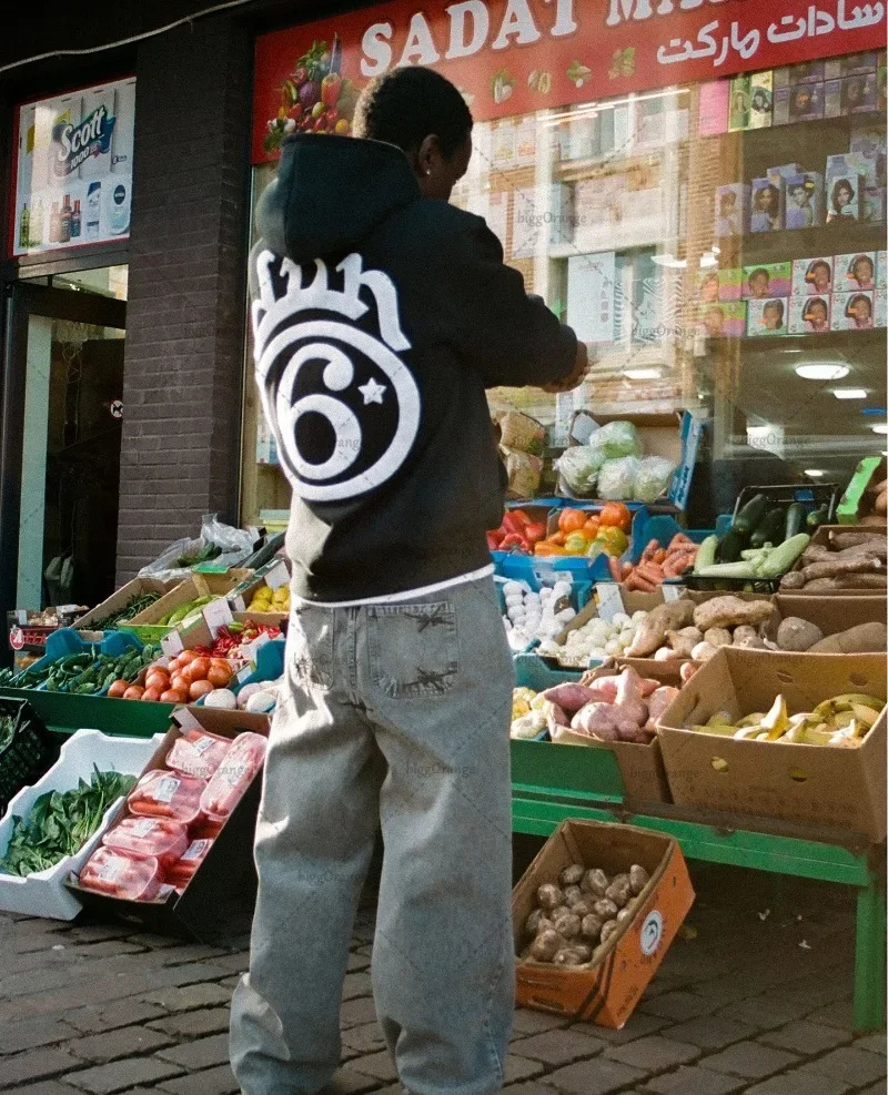 Y2K Harajuku Gothic Punk American Sweatshirt Men Street Clothing Personality Loose Versatile Hoodie Star Casual Oversized Hoodie 250716