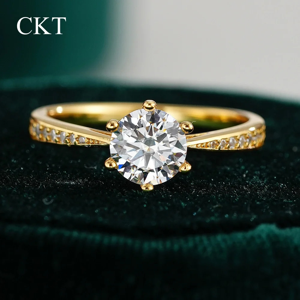 CKT 100% Real 18k Gold Ring 1ct With Certificate Wedding Jewelry For Women Summer Engagement Gift Non Tarnish 250715