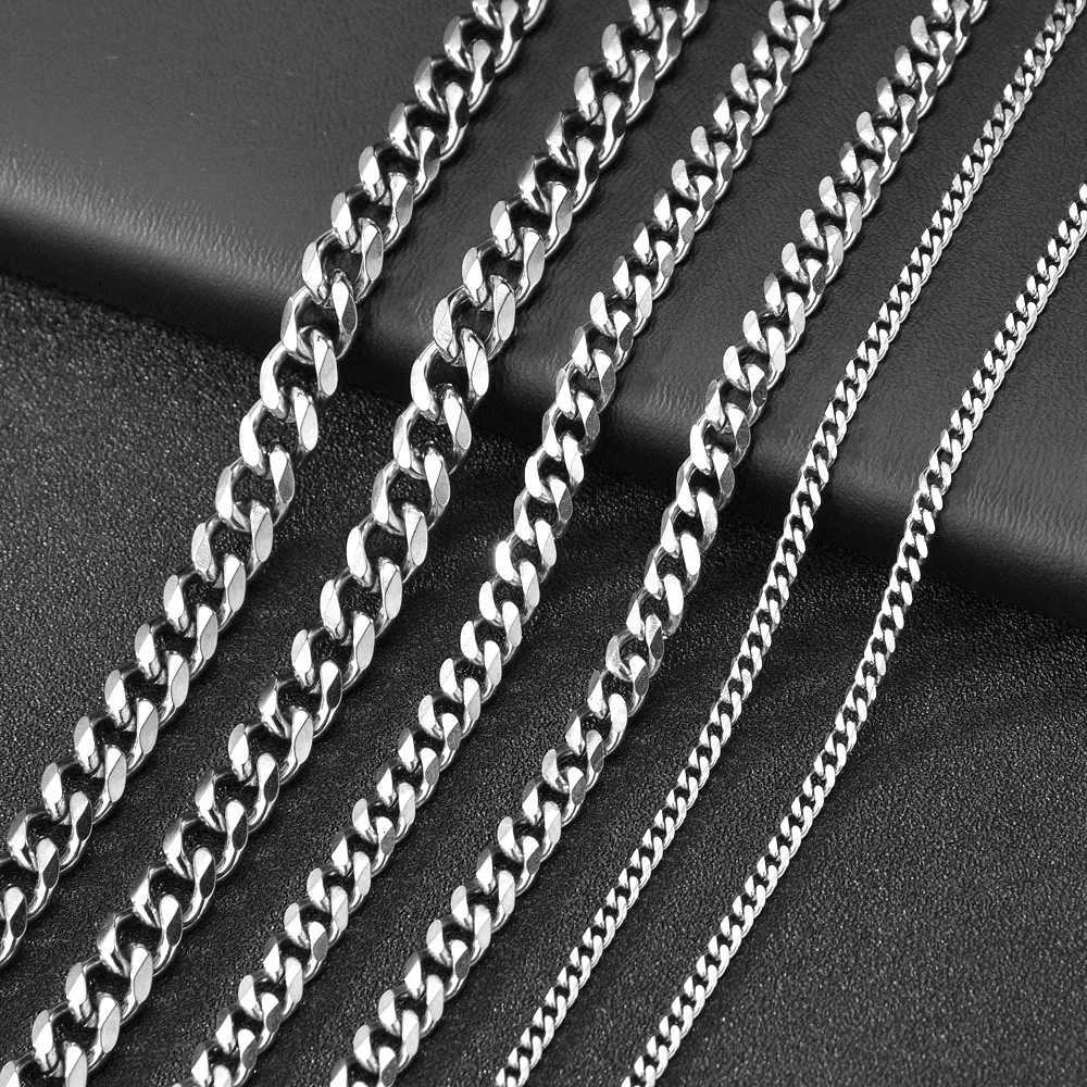 Mens Cuban Link Chain Size 3.6/5/6/7/8/9mm Mens Punk Necklace Stainless Steel Mens Fashion Jewelry Gifts for Men W250718