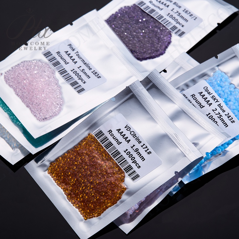 1000pcs Small Size 1.0mm Multicolor Loose Nano Stone Melee Size Round Brilliant Cut Green Nano Opal Pink Turquoise Bluish Synthetic Gems For Jewelry D