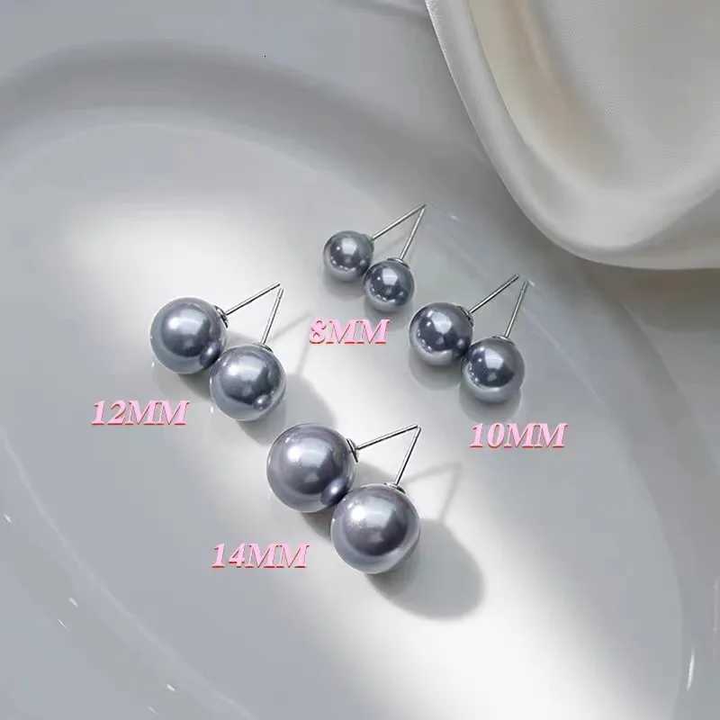 8/10/12/14MM Simple Exquisite Gray Pearl Stud Earrings for Women Girls Minimalist Jewelry Gifts XJ250718
