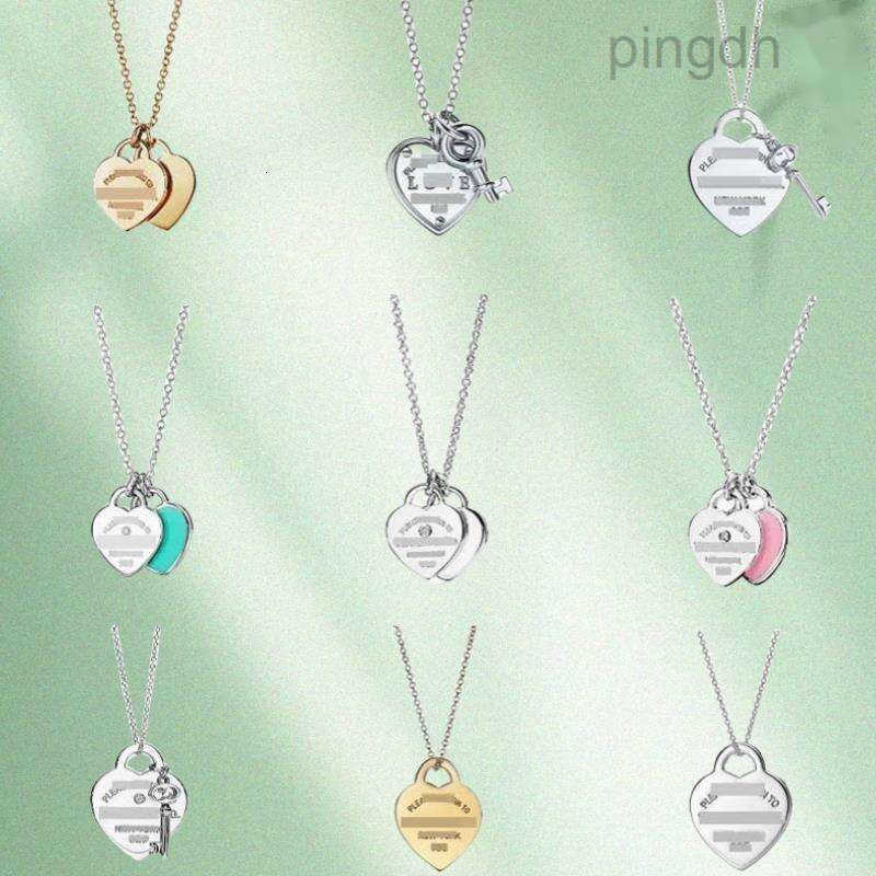 Heart Designer Tag Double Pendant Necklaces 18k Gold 925 Silver New Designer Love Heart-shaped for Gold Sier S Earrings Wedding Engagement Gifts Fashion Series