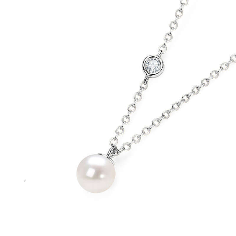 Perfect Round Natural Freshwater Pearl Collarbone Chain Niche Design Fashion Sier Small Light Bulb Necklace for Women
