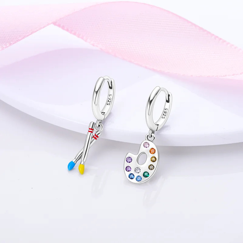 925 Sterling Silver Creative Artist Asymmetrical Earrings Sparkling Zircon Perfume Earrings For Women Fashion Party Jewelry Gift 250715