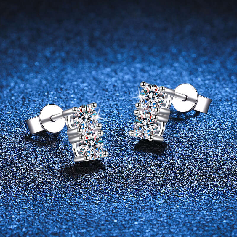 Live Colorful S Sterling Sier Classic Four-Prong Versatile Fine Craft D Color Moissanite Earrings c9a