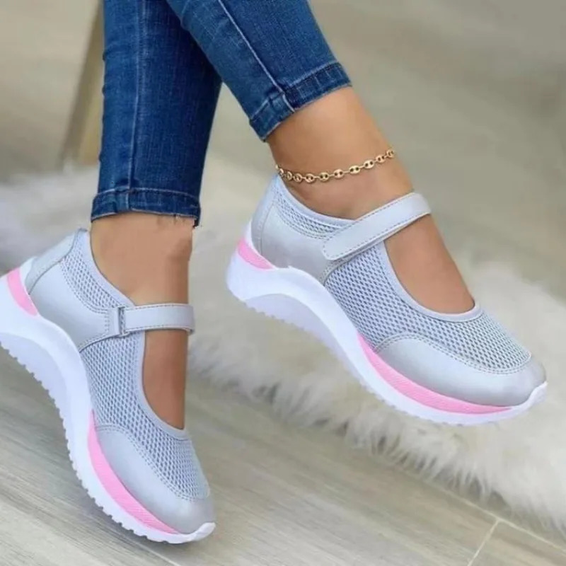Round Head Knitted Womens Thick Sole Single Shoes Womens Large Size 36-43 Grid Casual Womens Shoes Sneakers Women 250717
