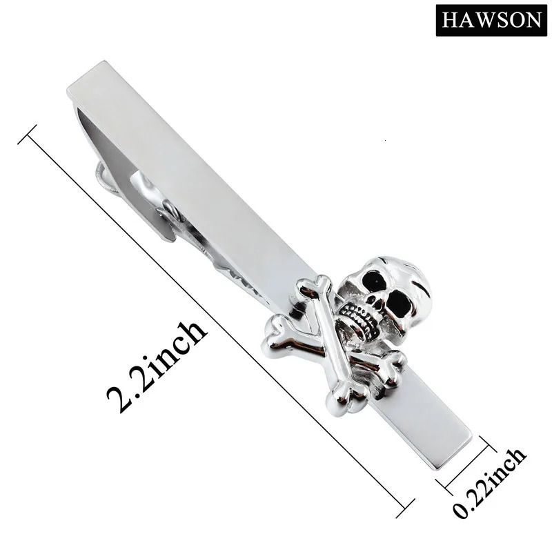 HAWSON Tie Clips for men Bar with Skull Skeleton n Casual mens Party Jewelry Accessories Gifts 250715