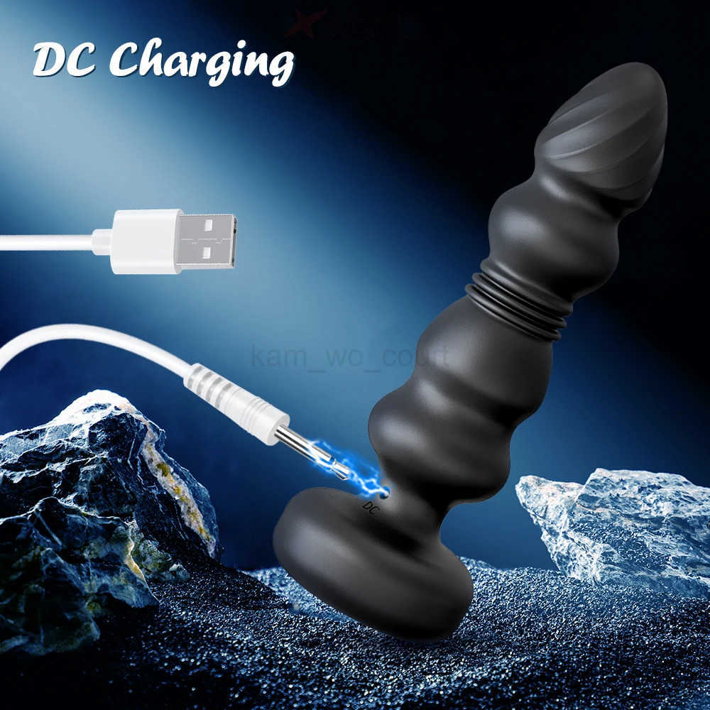 Thrusting Anal Beads for Men Prostate Massager Women Butt Plug Anal Vibrator Anal Balls Soft Silicone Masturbator Adult Sex Toy M250719