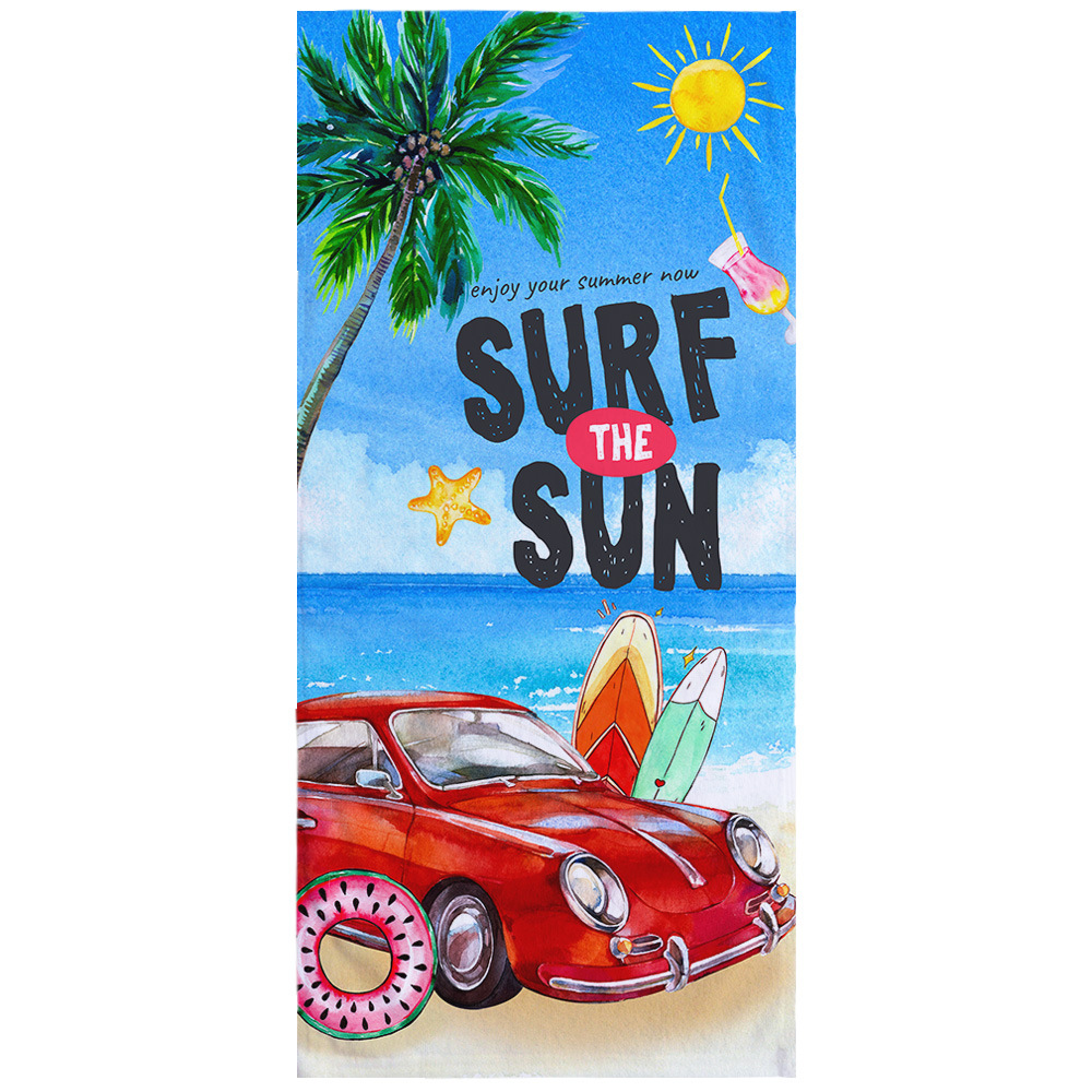 3 pieces Summer new microfiber double terry cloth beach towel, printed beach towel swimming sunscreen shawl wholesale