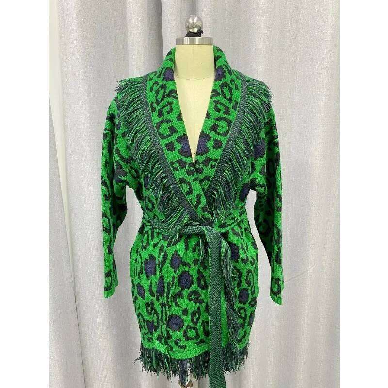 Designer Clothing Spring Autumn Winter Chic Women's High Quality Embroidered Floral Cardigans Elegant Vintage Leopard Knitted Coat Tops Fashion