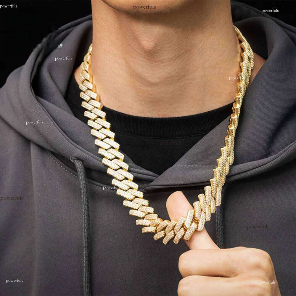 Designer Jewelry Popular Link Chain Hip Hop 14mm 15mm 20mm D VVS1 Round Brilliant Cut Pass Dia Tester Moissanite Cuban Necklace Men for