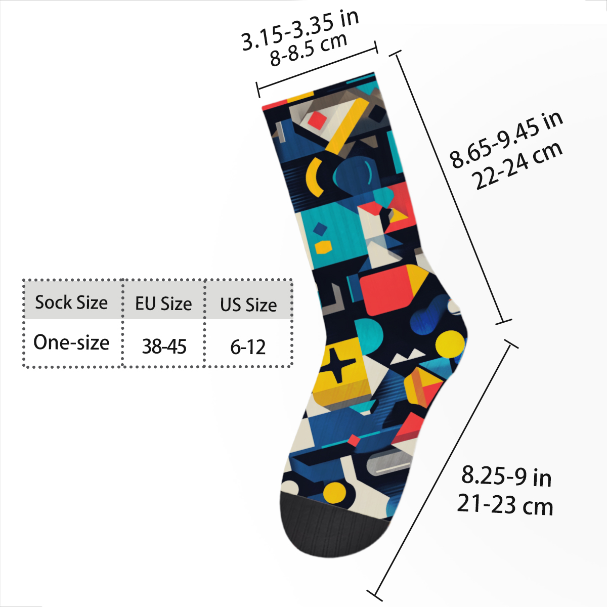 Unisex Tube Socks with Geometric Art Design for a Stylish Look C061