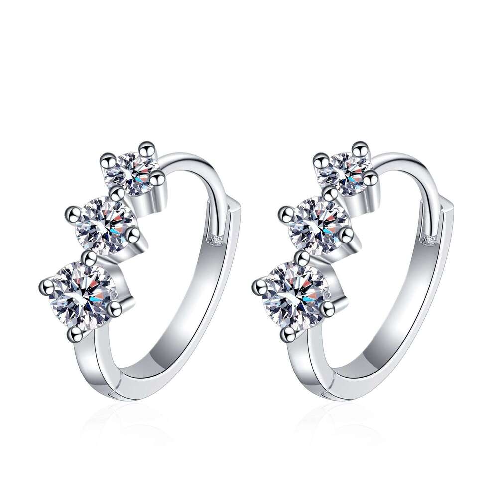S Pure Sier Plated PT950 High-end Precision Crafted Hoop Studs D Color Moissanite Earrings Women's Jewelry e51