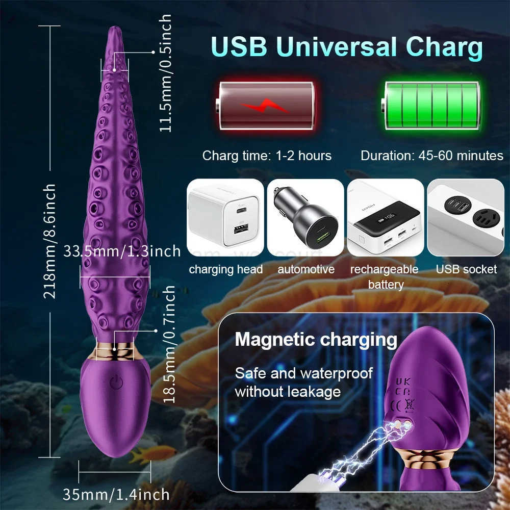 Octopus Tentacle Anal Vibrator Female G-Spot Clit Vagina Stimulation 360 Rotation Silicone Dildo Masturbation Sex Toys Women M250719