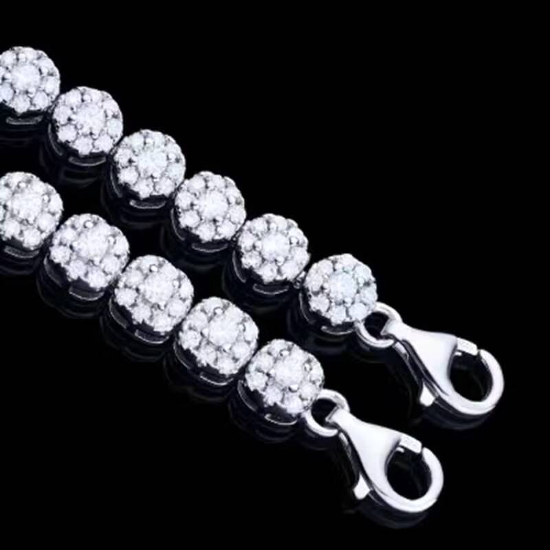 Qianjian Wholesale Moissanite Diamond White Gold Plated 2mm Bracelet Bangle Charms for Men