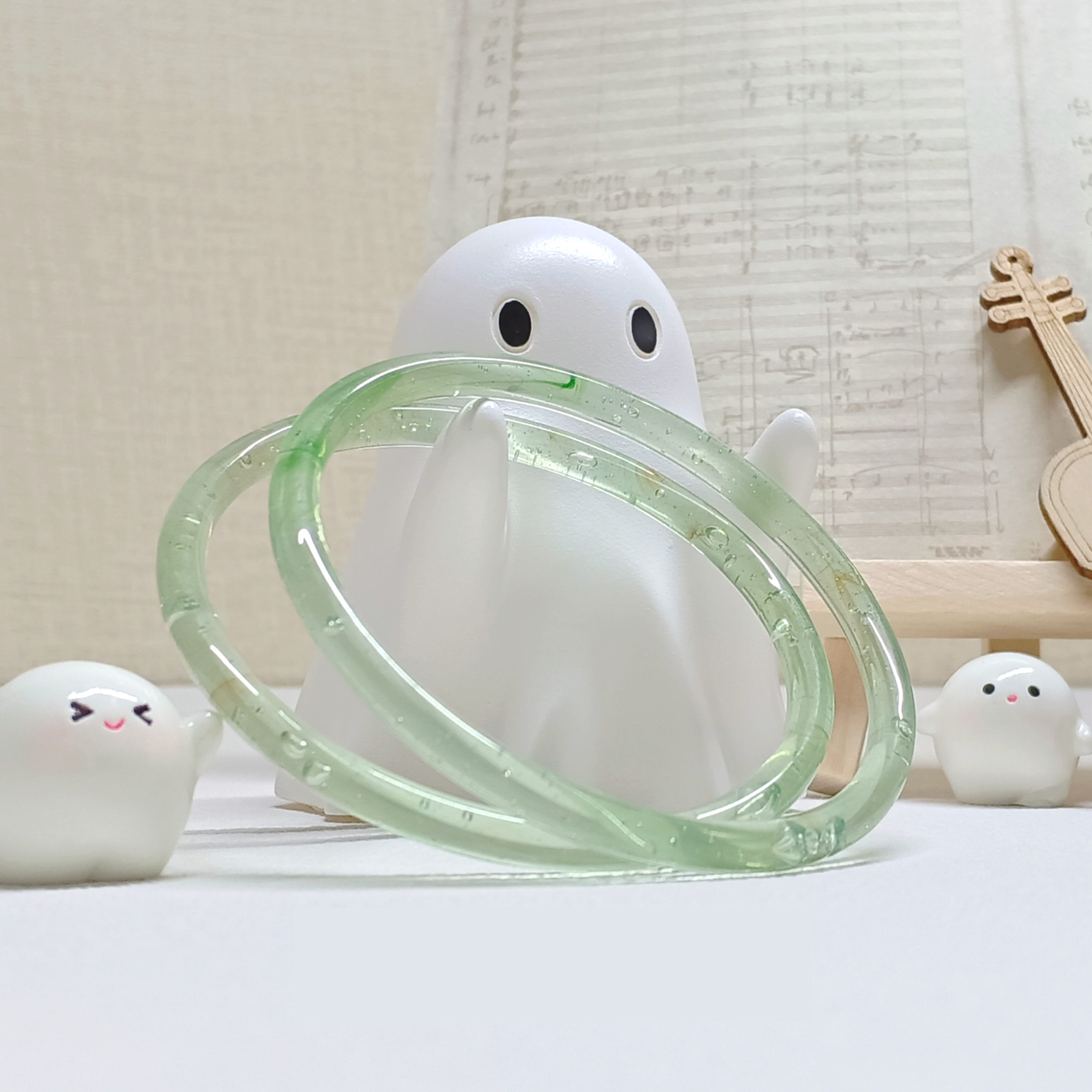 Xiling "Jingle Bells & Jade Water" Artistic Glazed Glass Earrings/Pendant - Original Design Jewelry