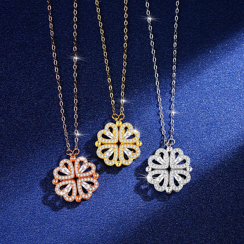 Double-Wear Four-Leaf Clover Necklace for Women, Transformable Clavicle Chain, High-End Niche Jewelry Pendant Chain