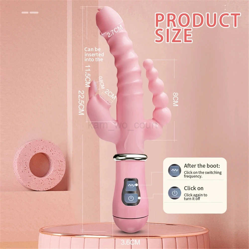 3 In 1 LicklIp Dildo Rabbit Vibrator Tongue Licking Double Rod Masturbation Anal Clit Vibrator Sex Toys for Women M250719