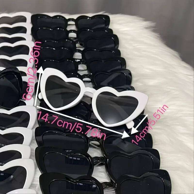 Black Glasses + 15 White Heart-Shaped Glasses, Bridal Groom Bridesmaid Supplies for Wedding Party