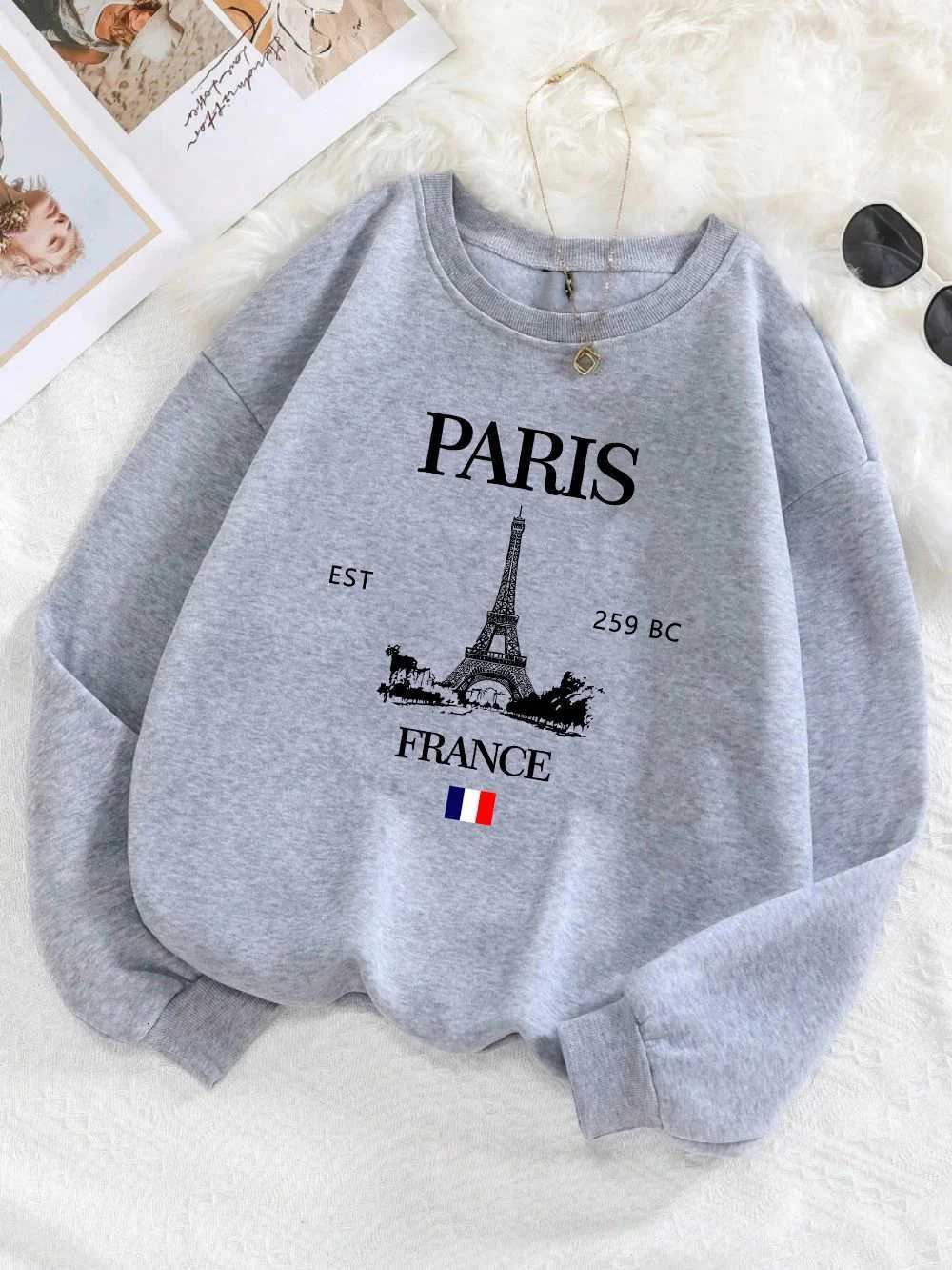 Fashion Womens Hoodie Paris France Eiffel Tower Sweatshirt Warm Fleece Comfortable Pullovers Autumn Female Streetwear Z250719