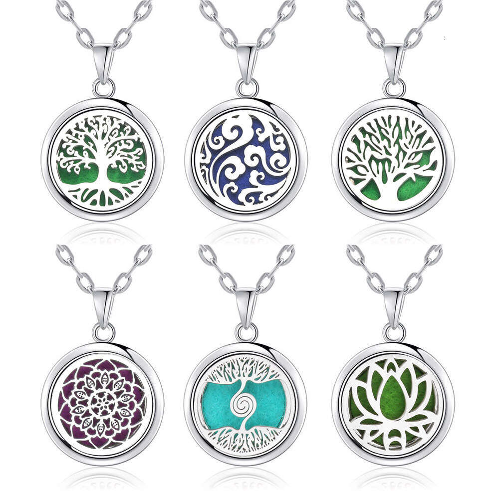 Tree of Life Aromatherapy Pendant Couple Openable Round Hollow Perfume Box