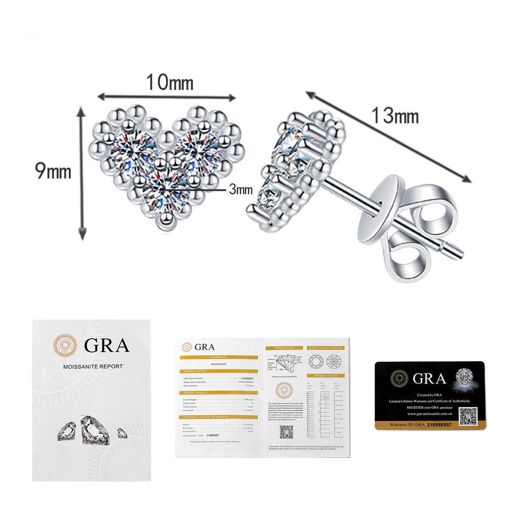 Daily Light S Pure Sier Gold-Plated Dia-Studded Symmetrical for Women Heart-Shaped Stud Earrings a70