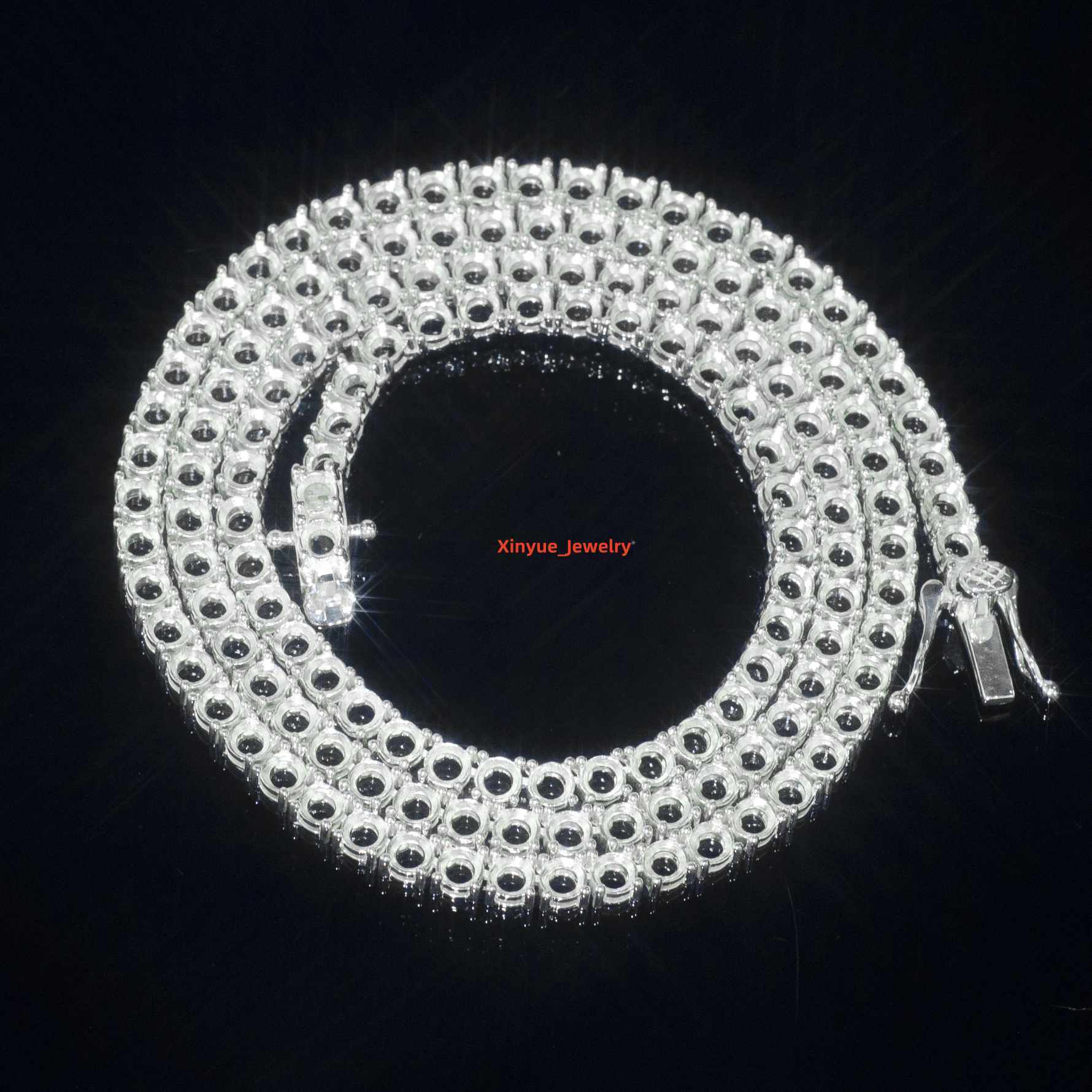 10K 14K 18K Gold Plated Semi Mounting Diamond Tennis Chain Semi Mount 925 Silver Tennis Necklace Empty Bracelet