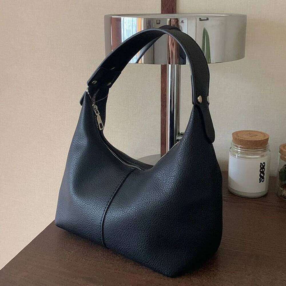 Women Vintage Underarm PU Leather Soft Hobo Shoulder Bags New Solid Color Casual Armpit Handbag Girls Outdoor Daily Tote Bag