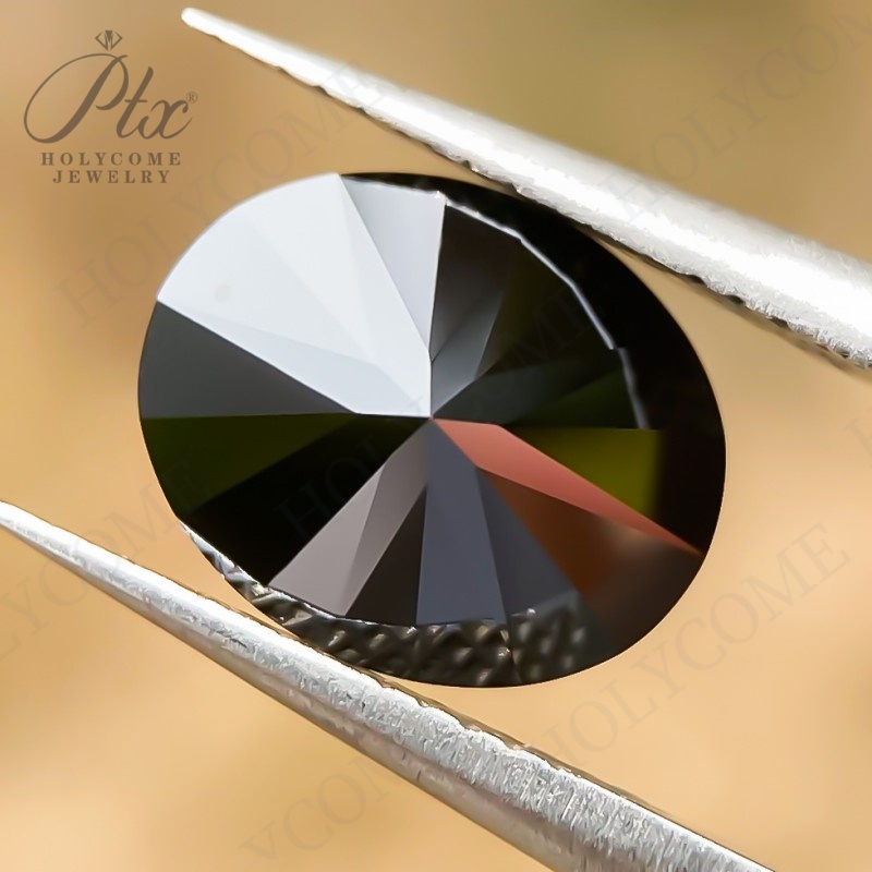Moissanite Stone Oval Cut Black Color VVS1 Lab Created Pass Diamond Tester Moissanite Gemstone Beads for DIY Jewelry Making with GRA Certificate