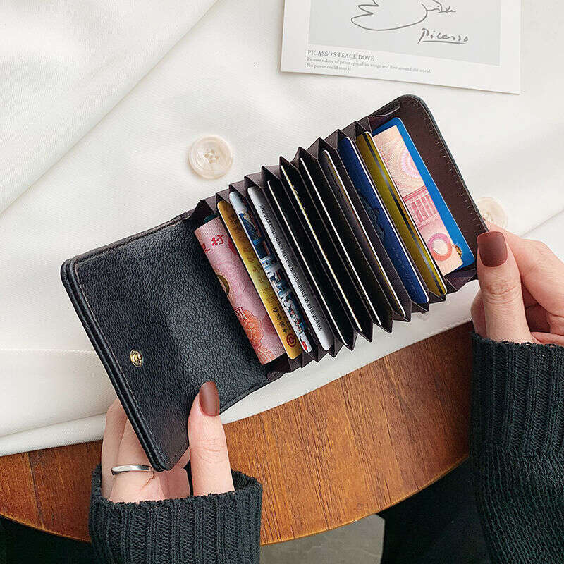 Camellia Small Card for Women, Short Style, 2023 New Versatile Korean Fashion Women's Driver's License Buckle Coin Purse ID Holder