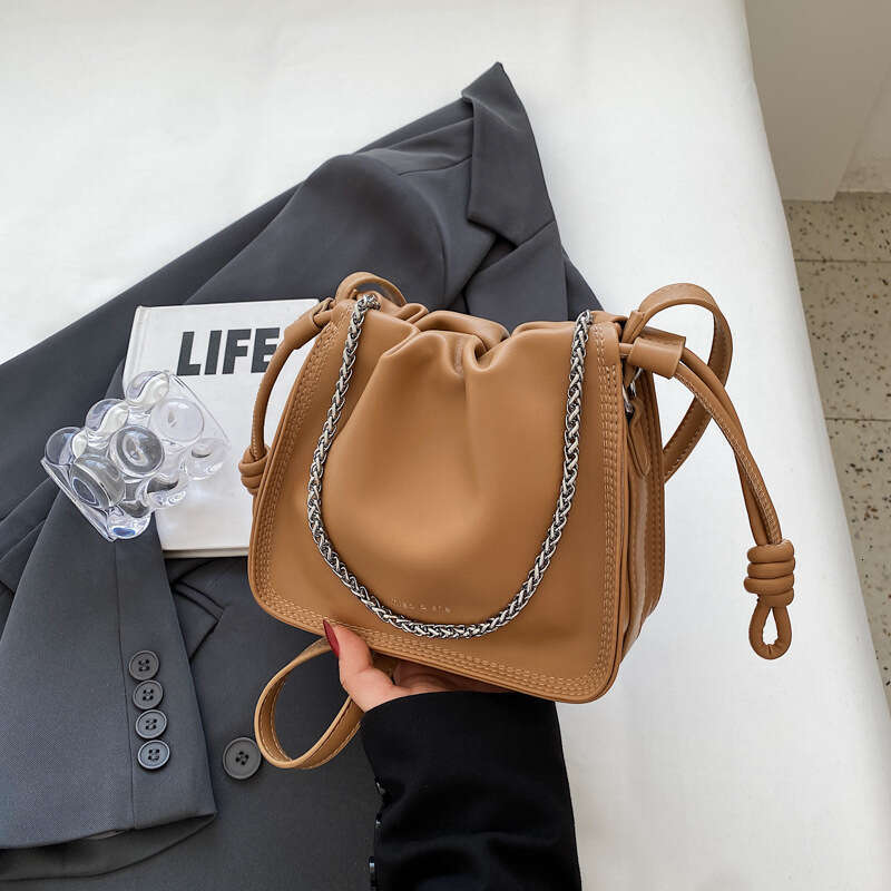 for Women with High-End French Style, Underarm Chain Drawstring Cloud Small Square Bag, Unique Niche Shoulder Crossbody Bag
