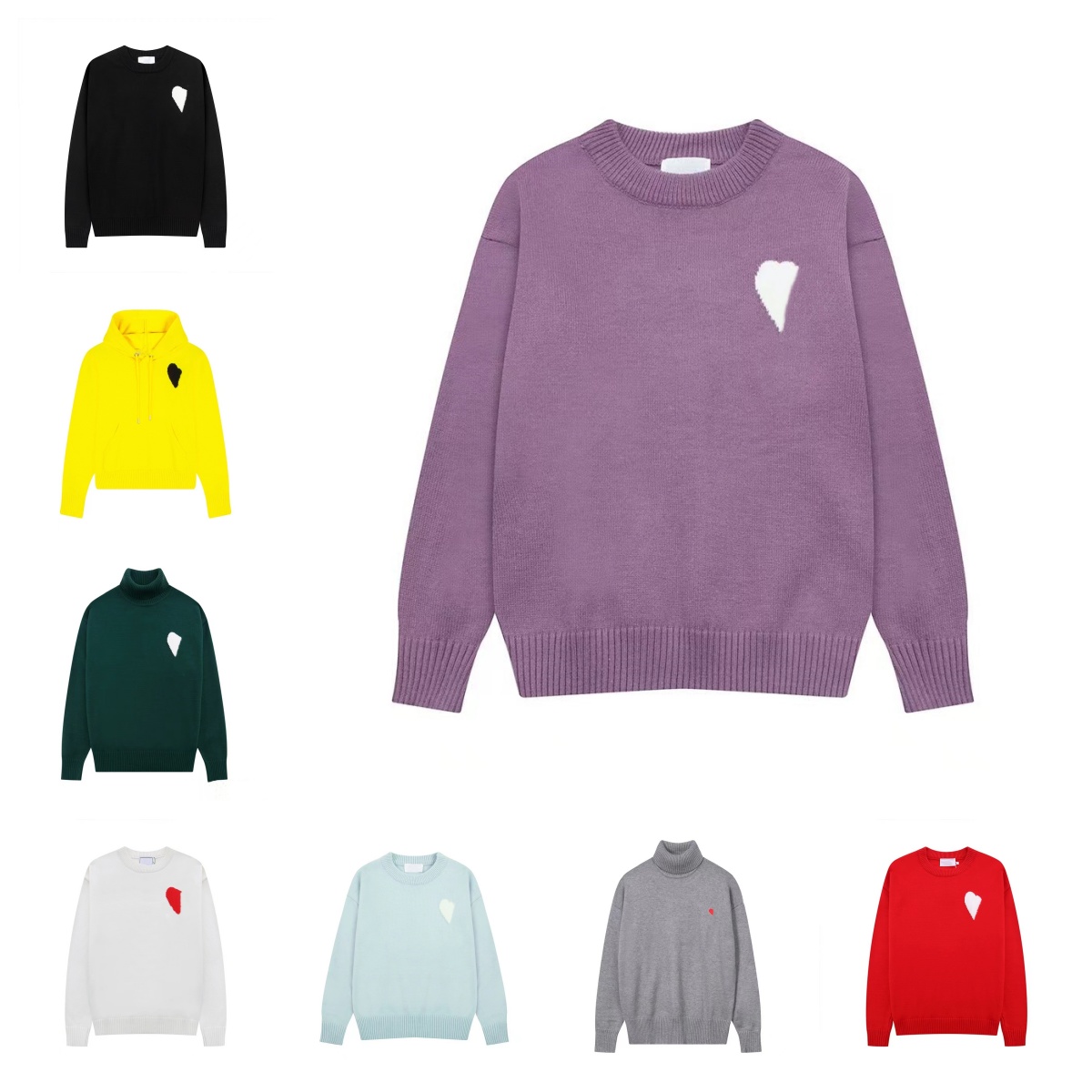 Mens Paris Designer Knitted Sweaters Embroidered Big Love Round Neck Designer Sweaters Pullover Women Mens Sweater High Street Knitted Sweat Hooded Sweater S-XL