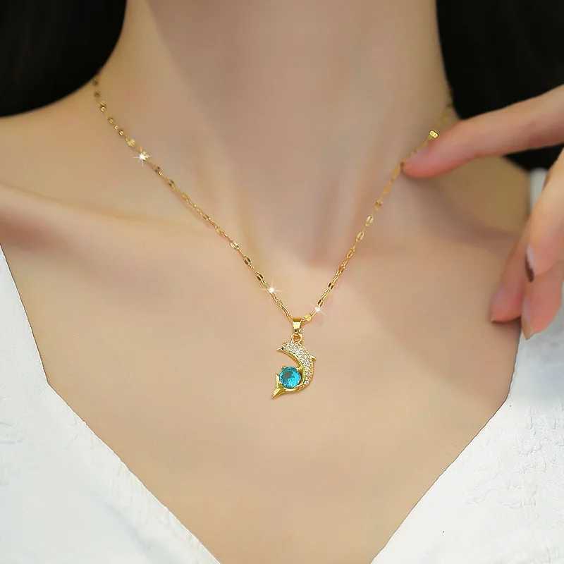 Exquisite Fashionable and Cute Micro-bedded Dolphin Stainless Steel Necklace IC and Versatile Clavic Chain W250718