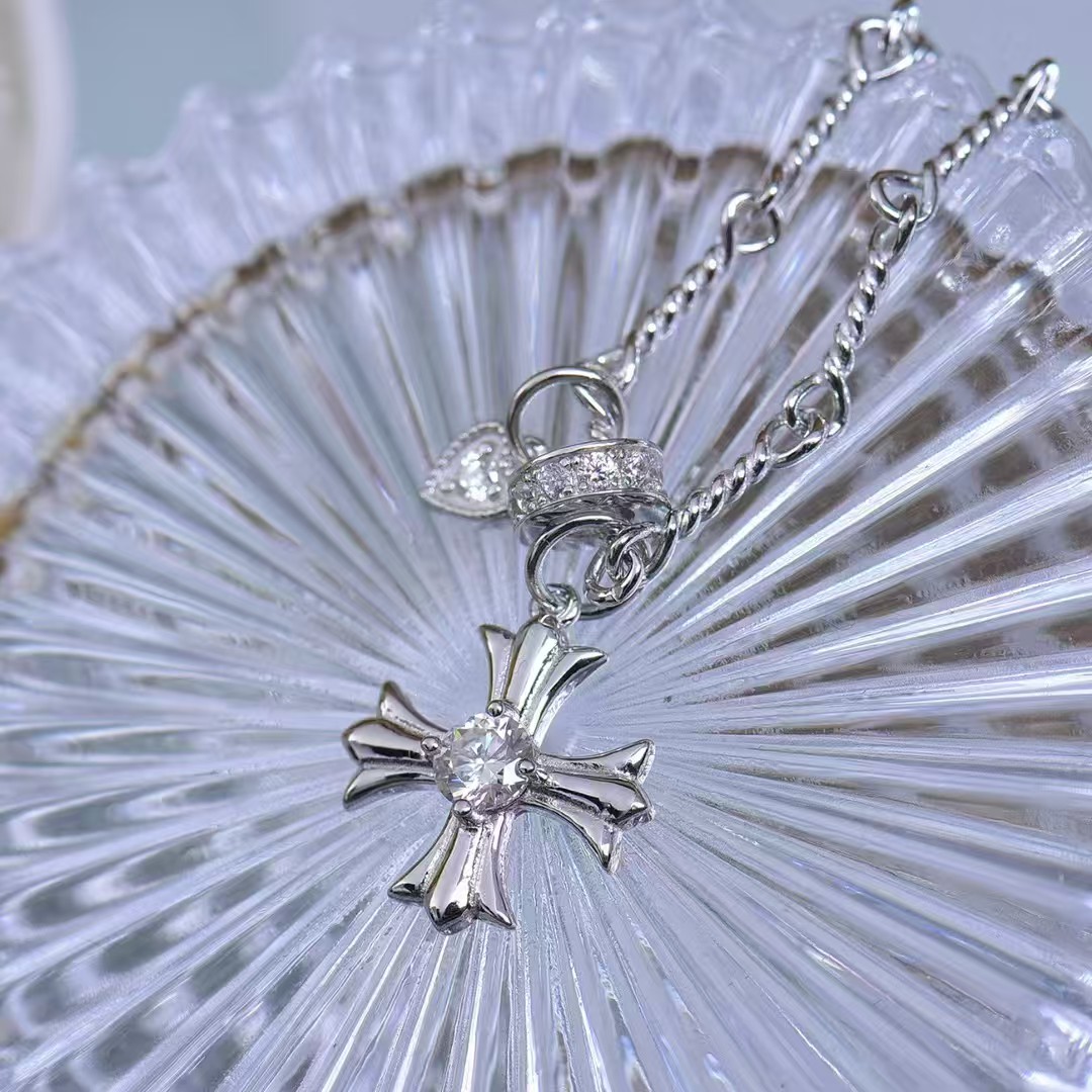 Lucky Cross Moissanite Pendant - Exquisitely Sparkling Lab - Grown Gem Jewelry, Symbol of Good Fortune