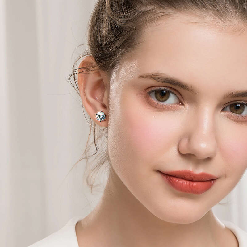 Lusi Same Style Fireworks Bloom s Sterling Sier Simple Versatile 2 Carat Moissanite Earrings